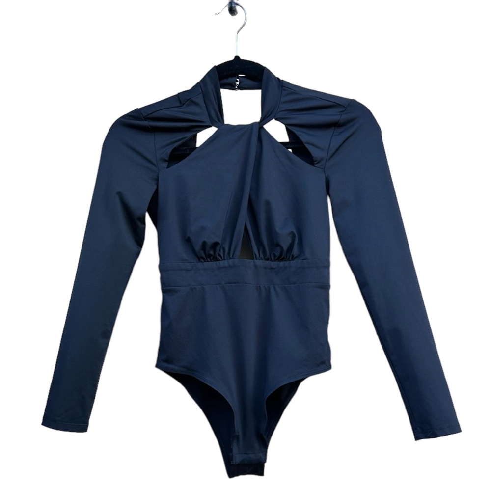 Bardot Black Twisted Cut Out Long Sleeve Bodysuit XXS 2
